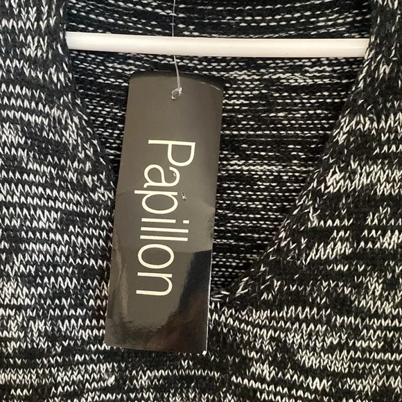 Papillon Blanc High Neck Knit Sweater Dress Grey Black Size X Large NWT - Picture 12 of 12